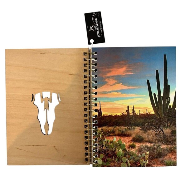 Steer Head Wooden Covered Notebook/Journal 5x7 Laser 80  lined Pages New W Tags - Picture 2 of 6